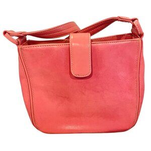 Pink Leather Shoulder Bag with Snap Closure & Adjustable Strap